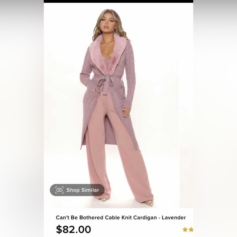 New Fashion Nova Pink Fur Trim Open Cardigan